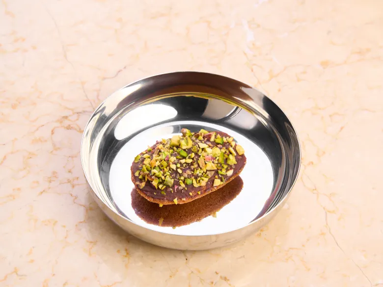 Magdalenas, chocolate negro, pistacho